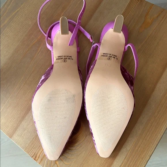 Lulus Jannice Mauve Crushed Velvet Ankle Wrap Heels Pink - Size 8 - Picture 4 of 5